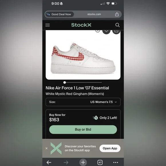 Air Force 1 Low '07 Essential 'Mystic Red Gingham' - Picture 9 of 9